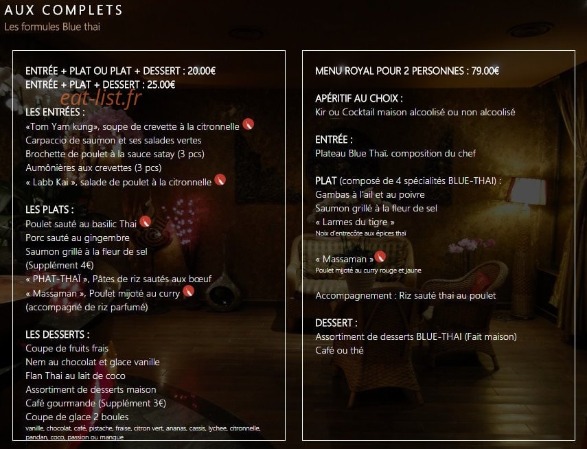 Blue Thai — carte page 4