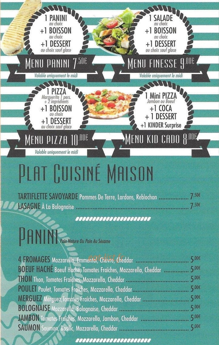Cap Sud Pizza — carte page 4
