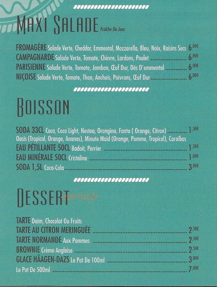 Cap Sud Pizza — carte page 5