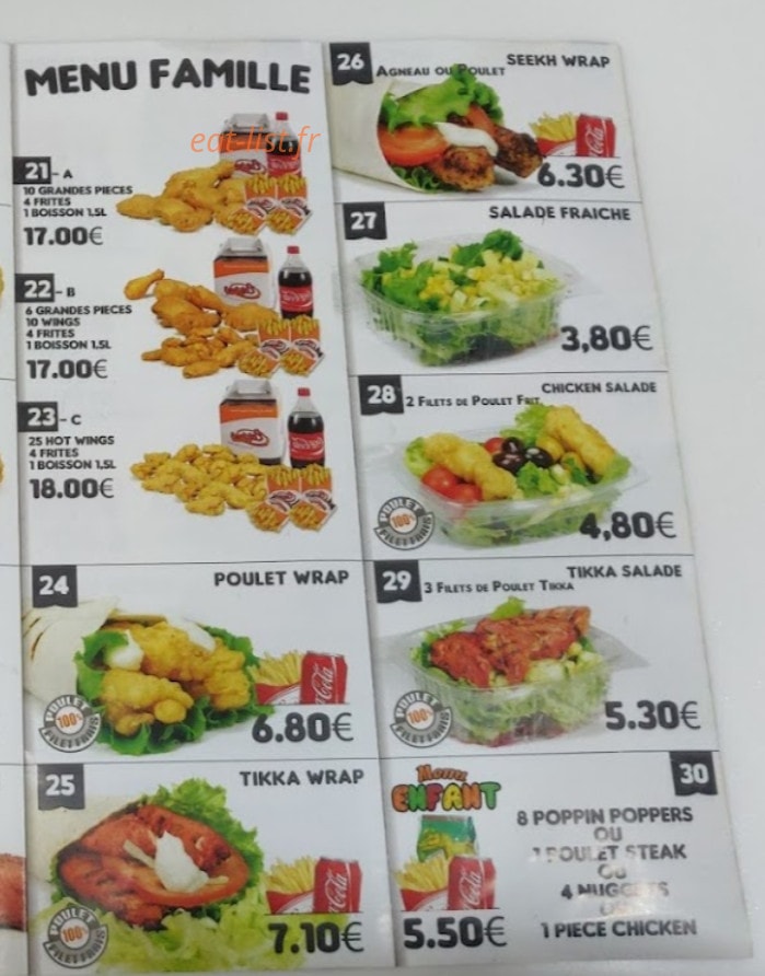 Chicken Spot — carte page 2