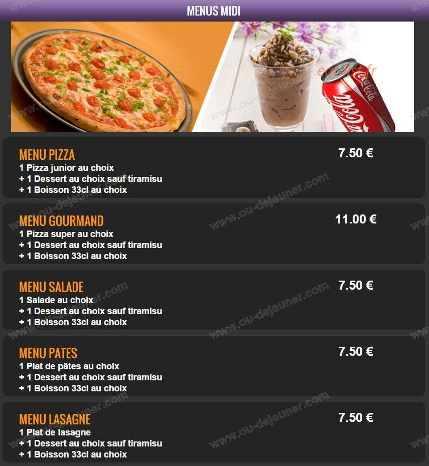 Carte et menu de Del Casa Pizza à Tremblay en France — Les menus midi