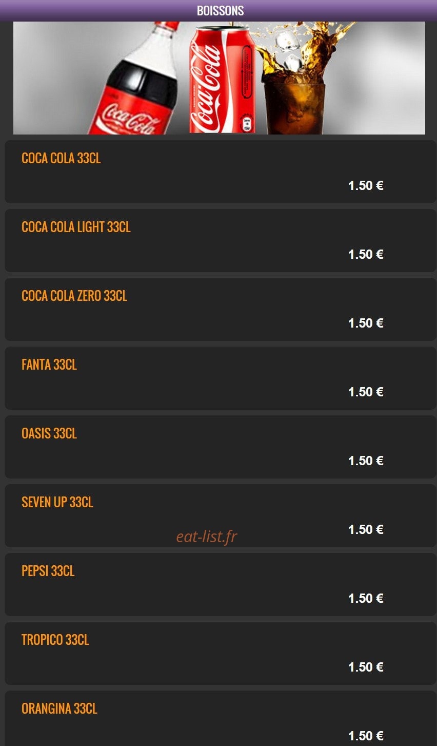 Carte et menu de Del Casa Pizza à Tremblay en France — Les boissons