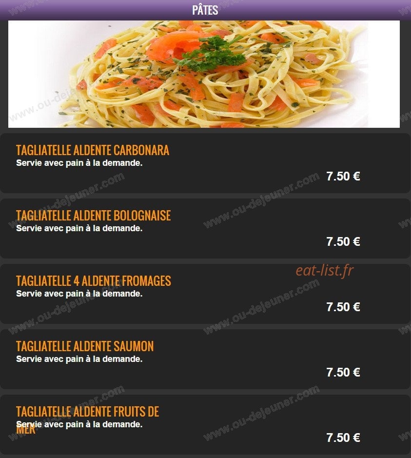 Carte et menu de Del Casa Pizza à Tremblay en France — Les pates