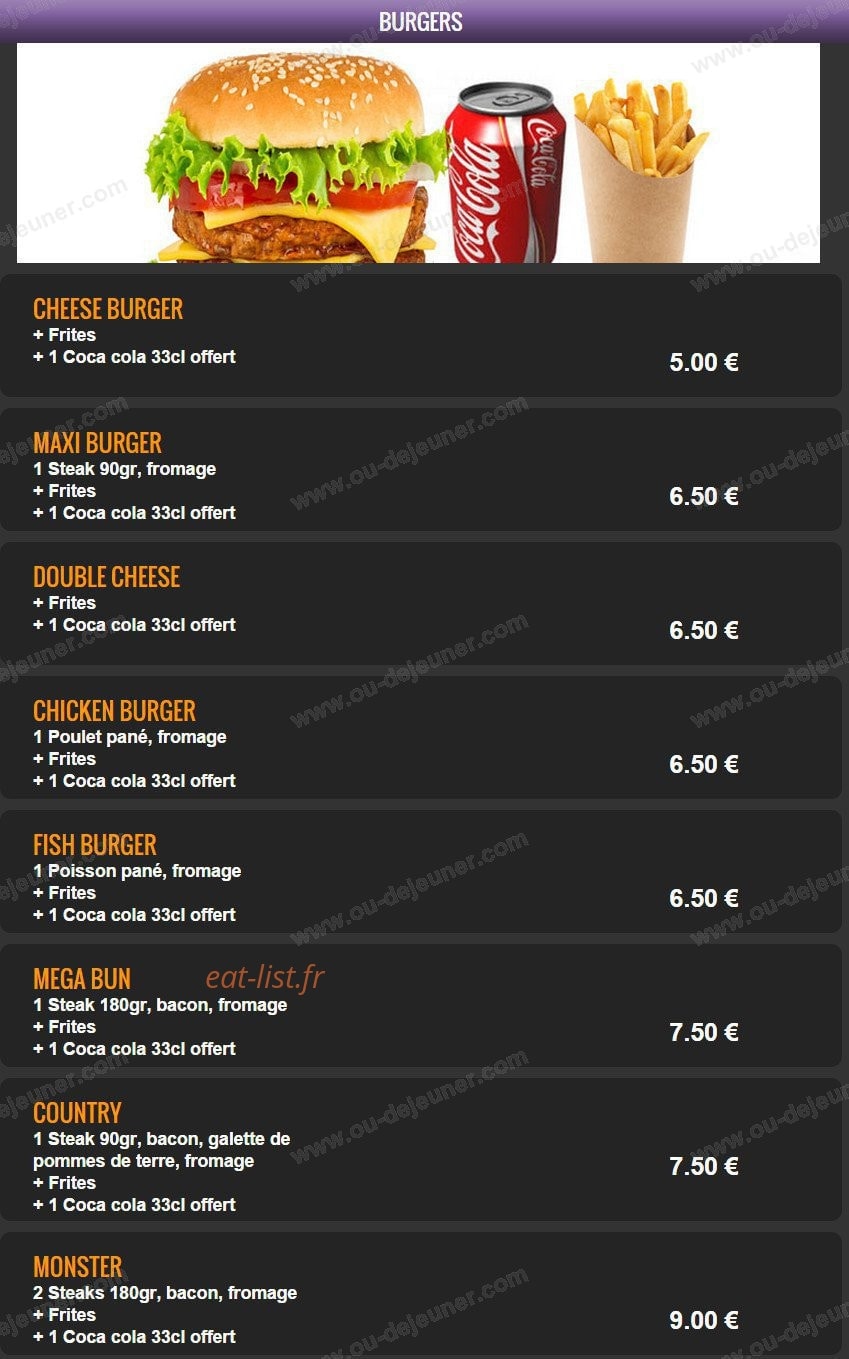 Carte et menu de Del Casa Pizza à Tremblay en France — Les burgers