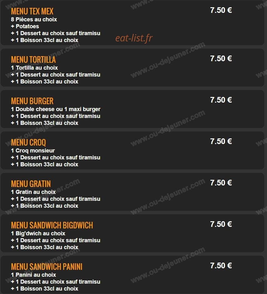 Carte et menu de Del Casa Pizza à Tremblay en France — Les menus midi suite