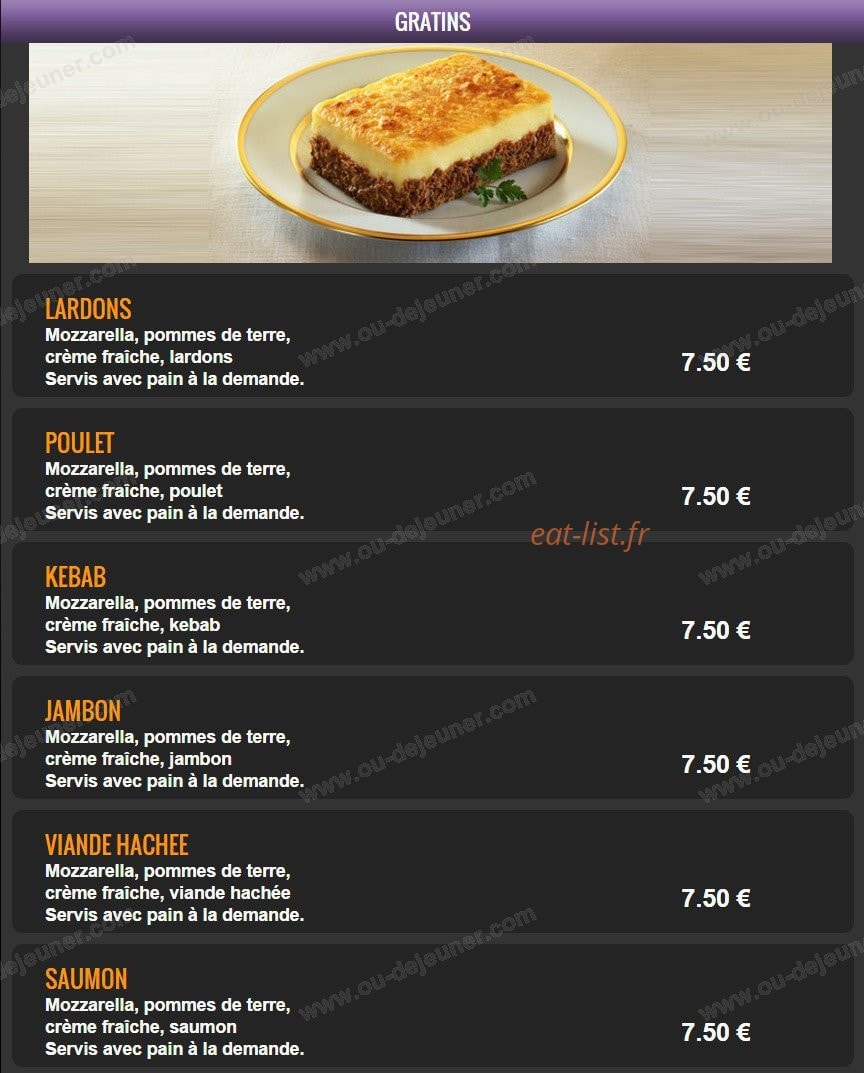 Carte et menu de Del Casa Pizza à Tremblay en France — Les gratins