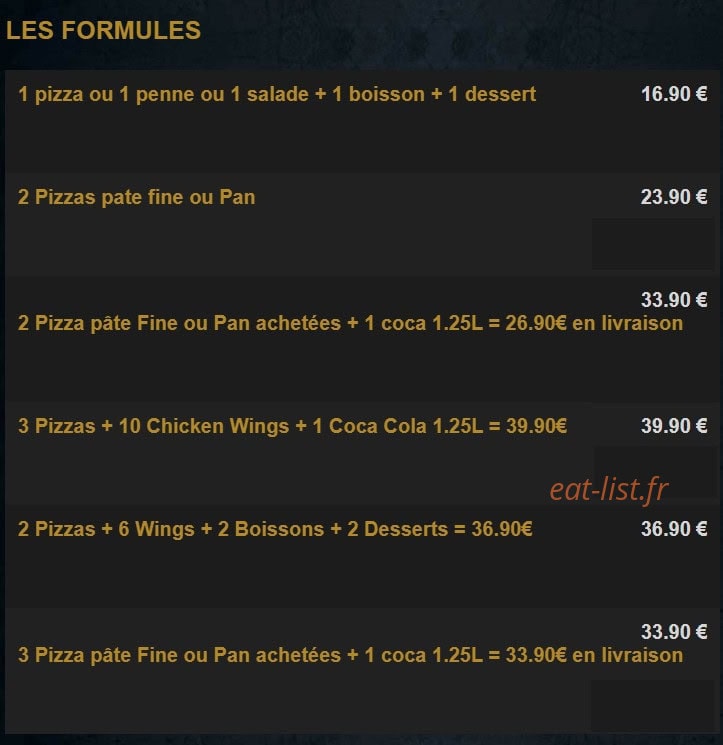 Carte et menu de La Renaissance à Tremblay en France — Les formules