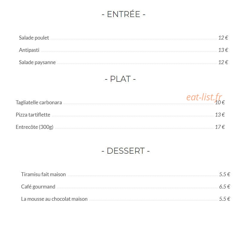 Carte et menu de Le sud gourmand à Tremblay en France — La carte