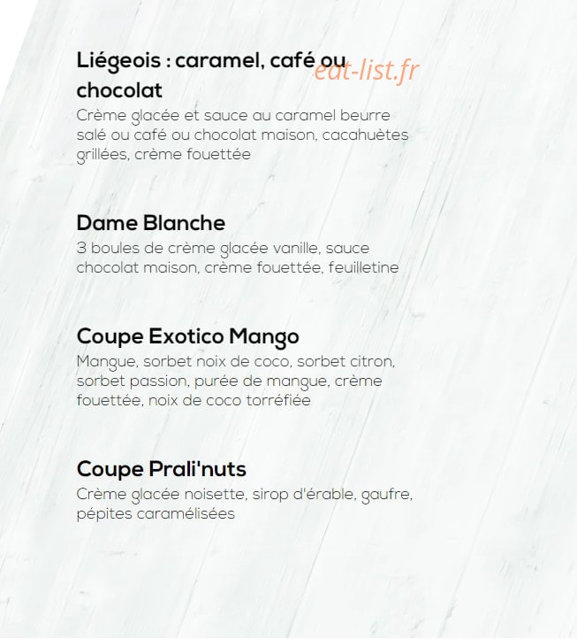 Carte et menu de Léon à Tremblay en France — Les glaces
