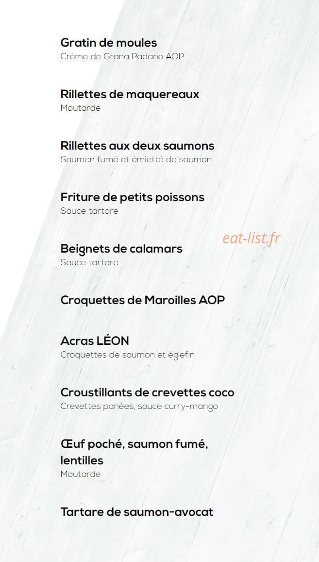 Carte et menu de Léon à Tremblay en France — Les entrées