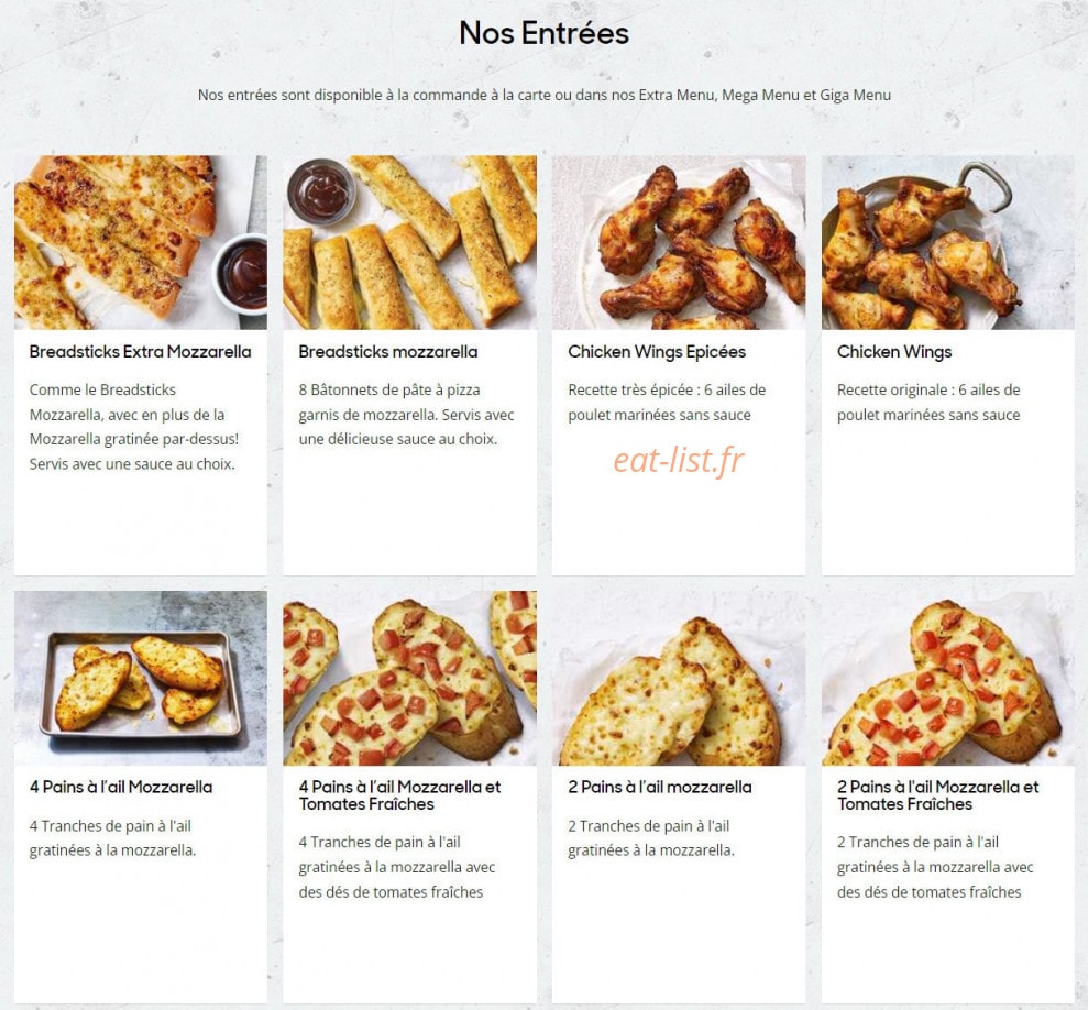 Pizza Hut — carte page 4