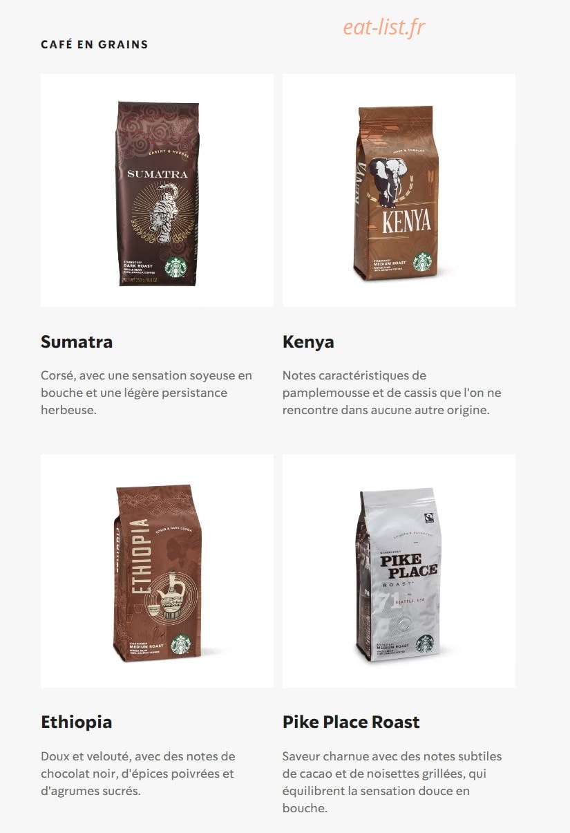 Starbucks Coffee — carte page 13