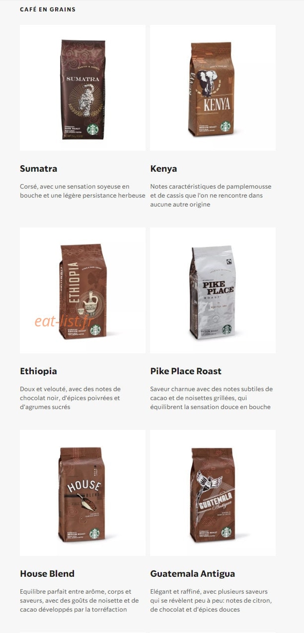 Starbucks Coffee — carte page 30