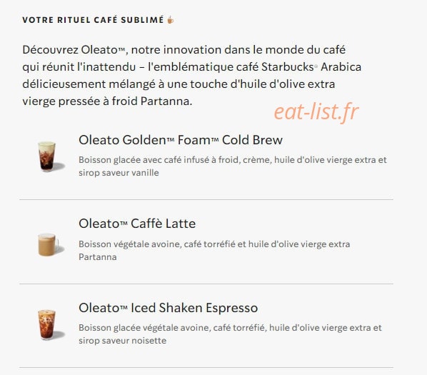 Starbucks Coffee — carte page 29