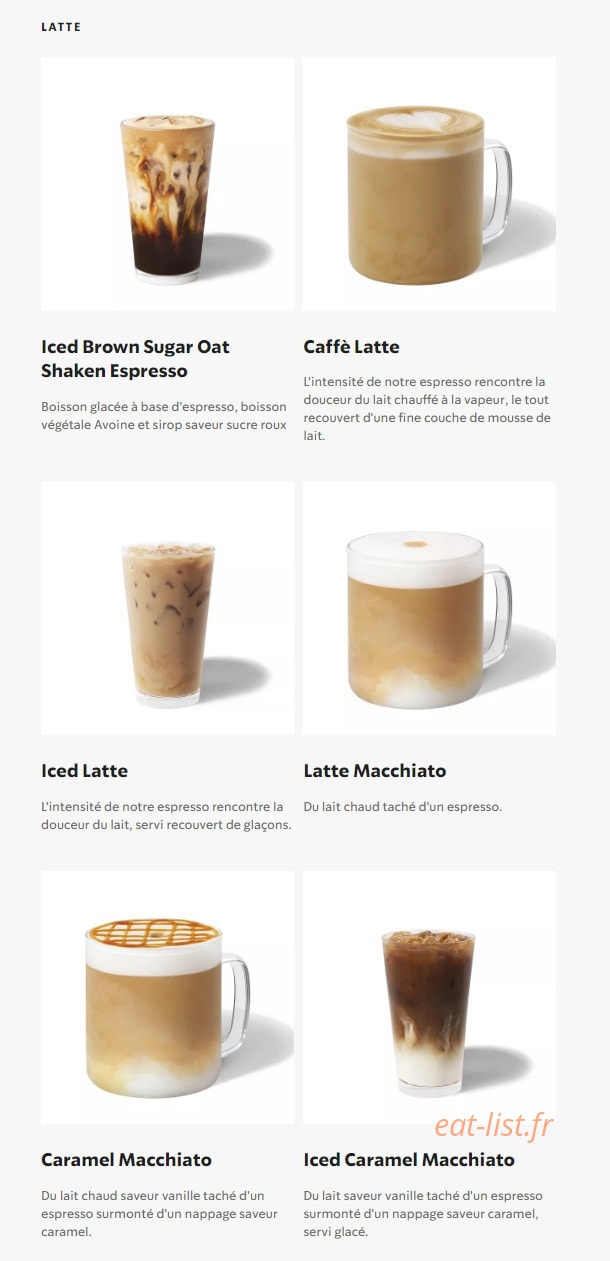 Starbucks Coffee — carte page 3
