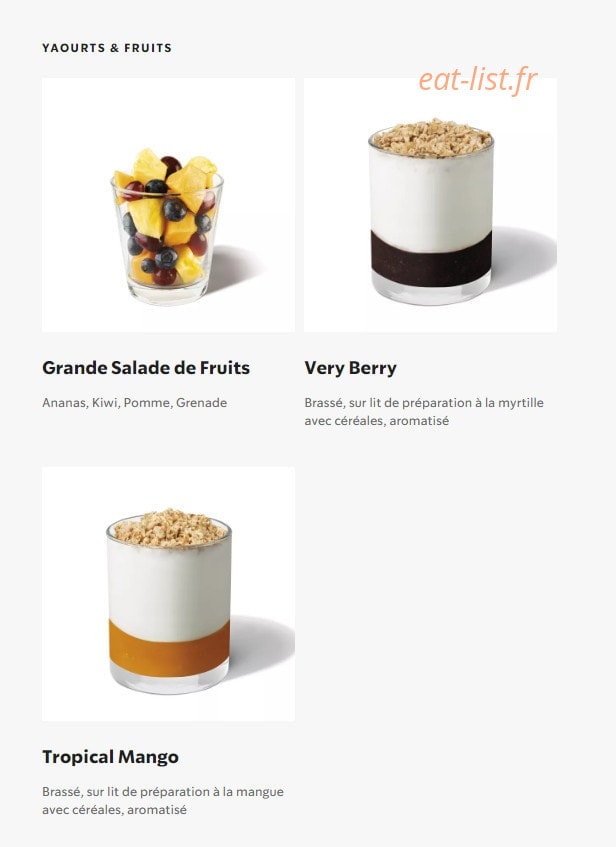 Starbucks Coffee — carte page 27