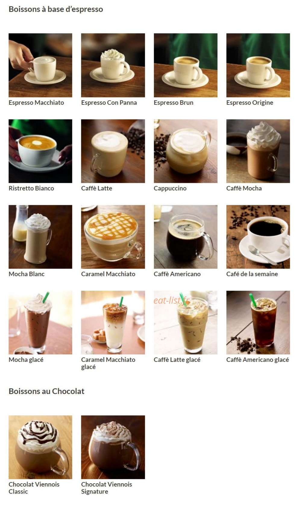 Starbucks coffee — carte page 9