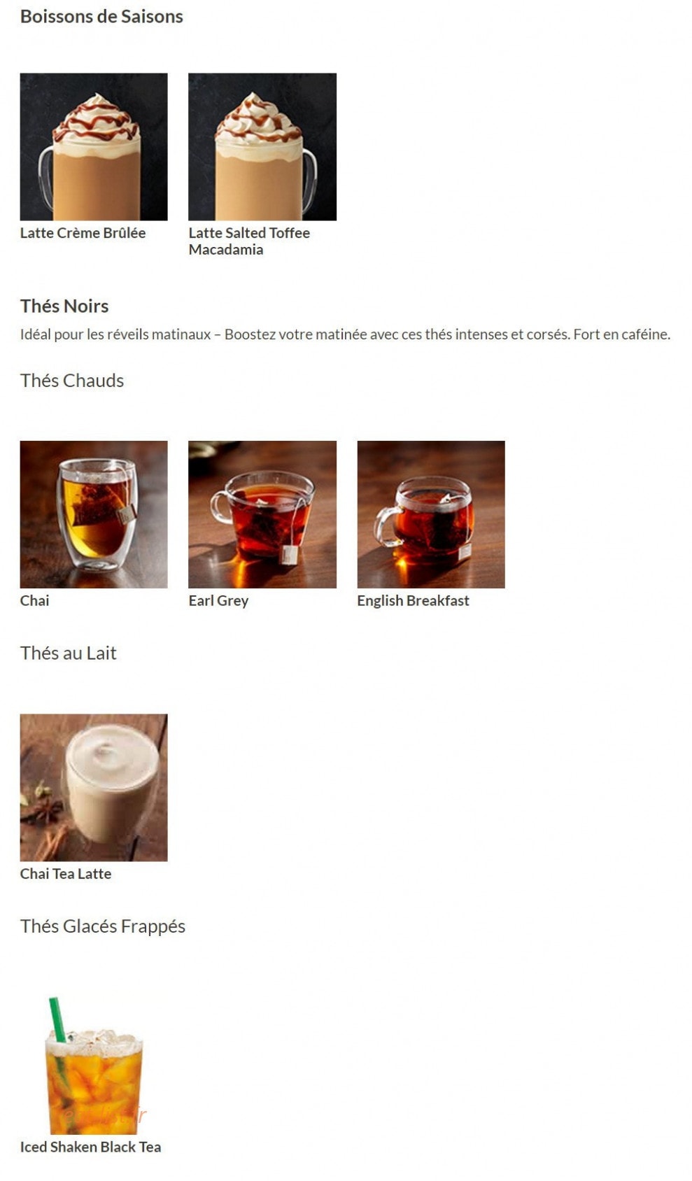 Starbucks coffee — carte page 6