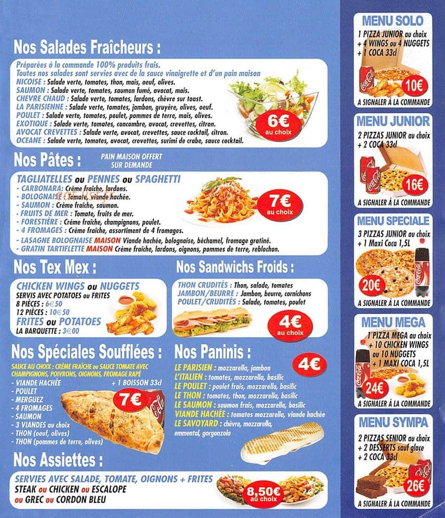 Bella Pizza — carte page 3