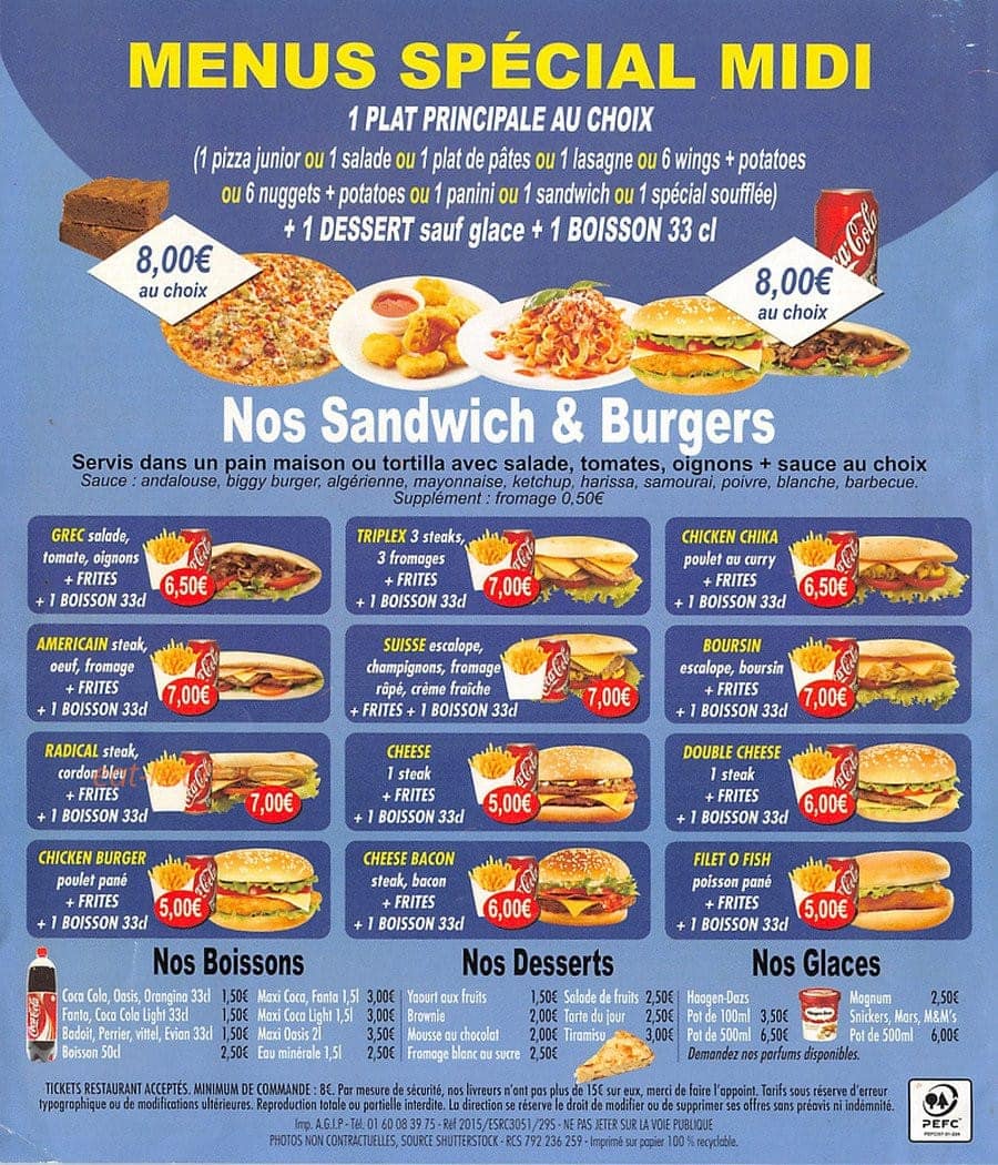 Bella Pizza — carte page 4