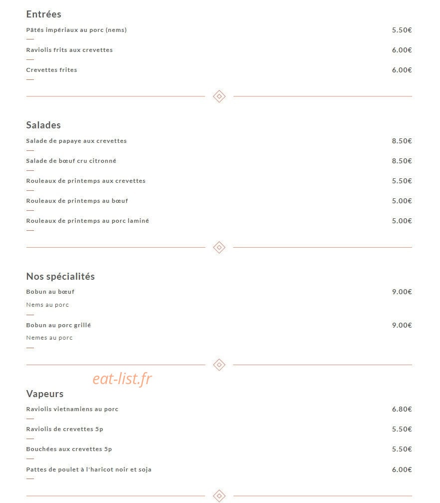 Bo Bun — carte page 1