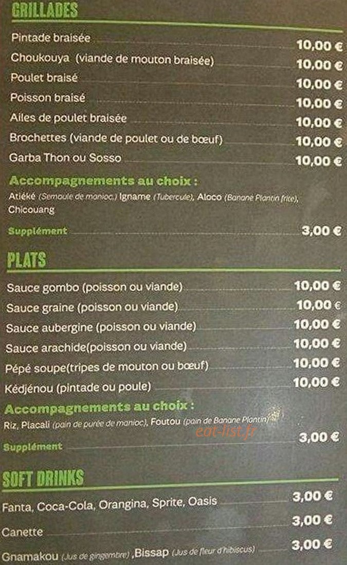 Chez Tassy — carte page 1