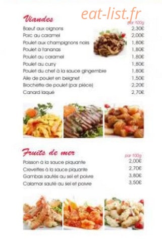 Carte et menu de Délices d'Aubervilliers à Aubervilliers — Les viandes et fruits de mer