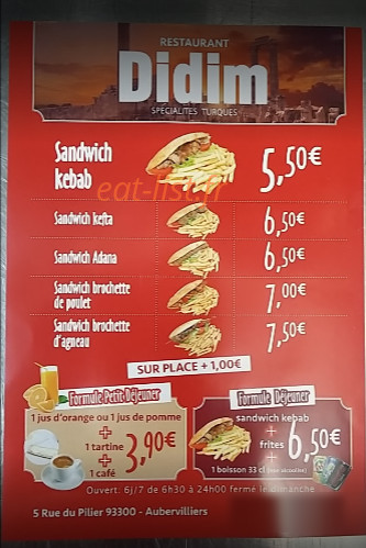 Didim Resto — carte page 1