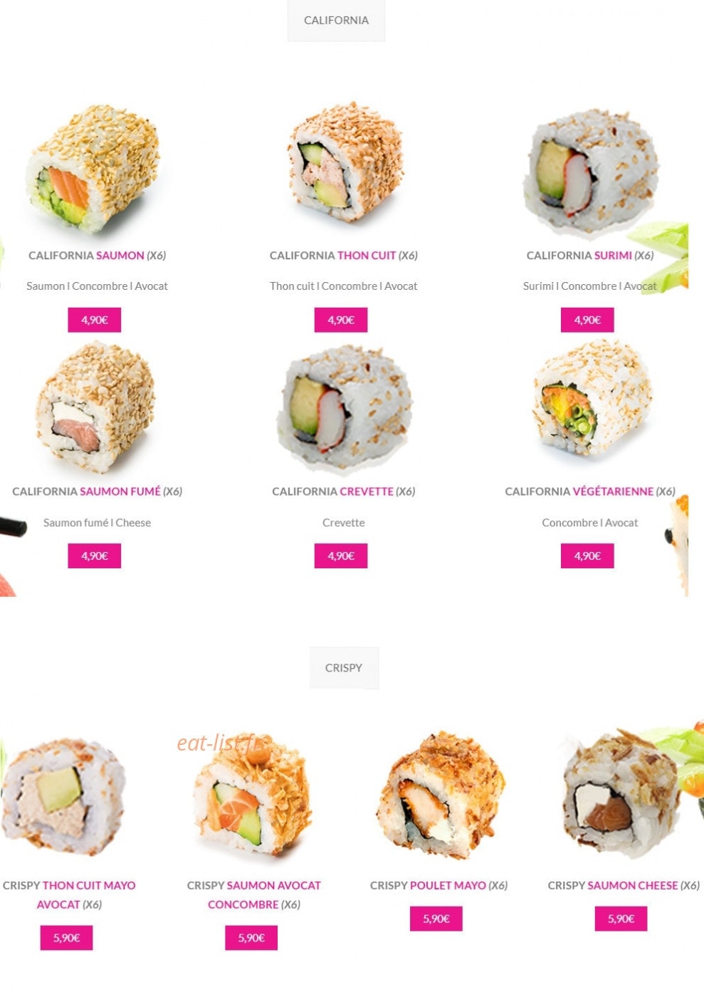 Dream Sushi — carte page 9