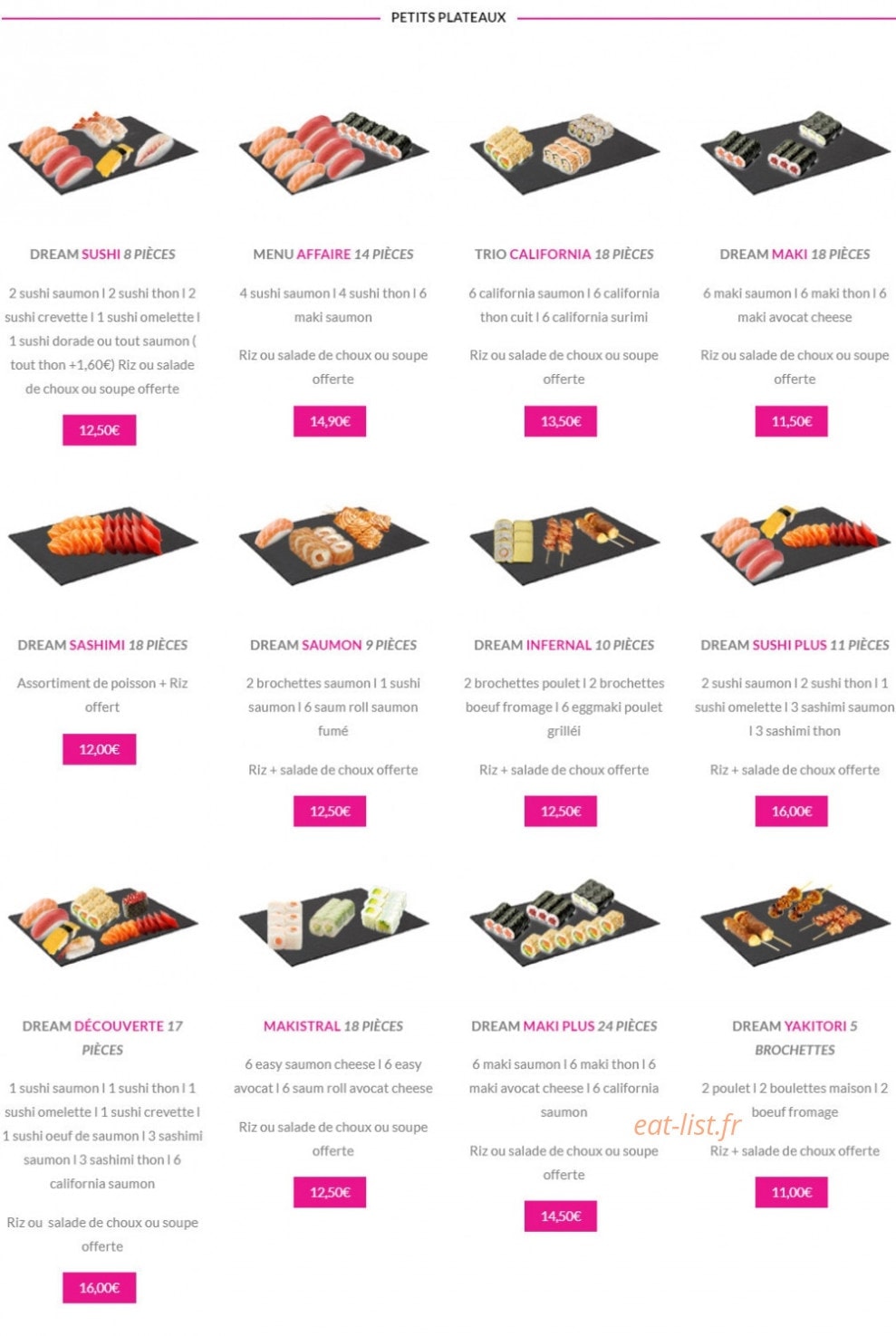 Dream Sushi — carte page 3
