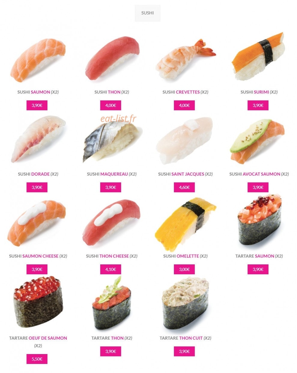 Dream Sushi — carte page 6