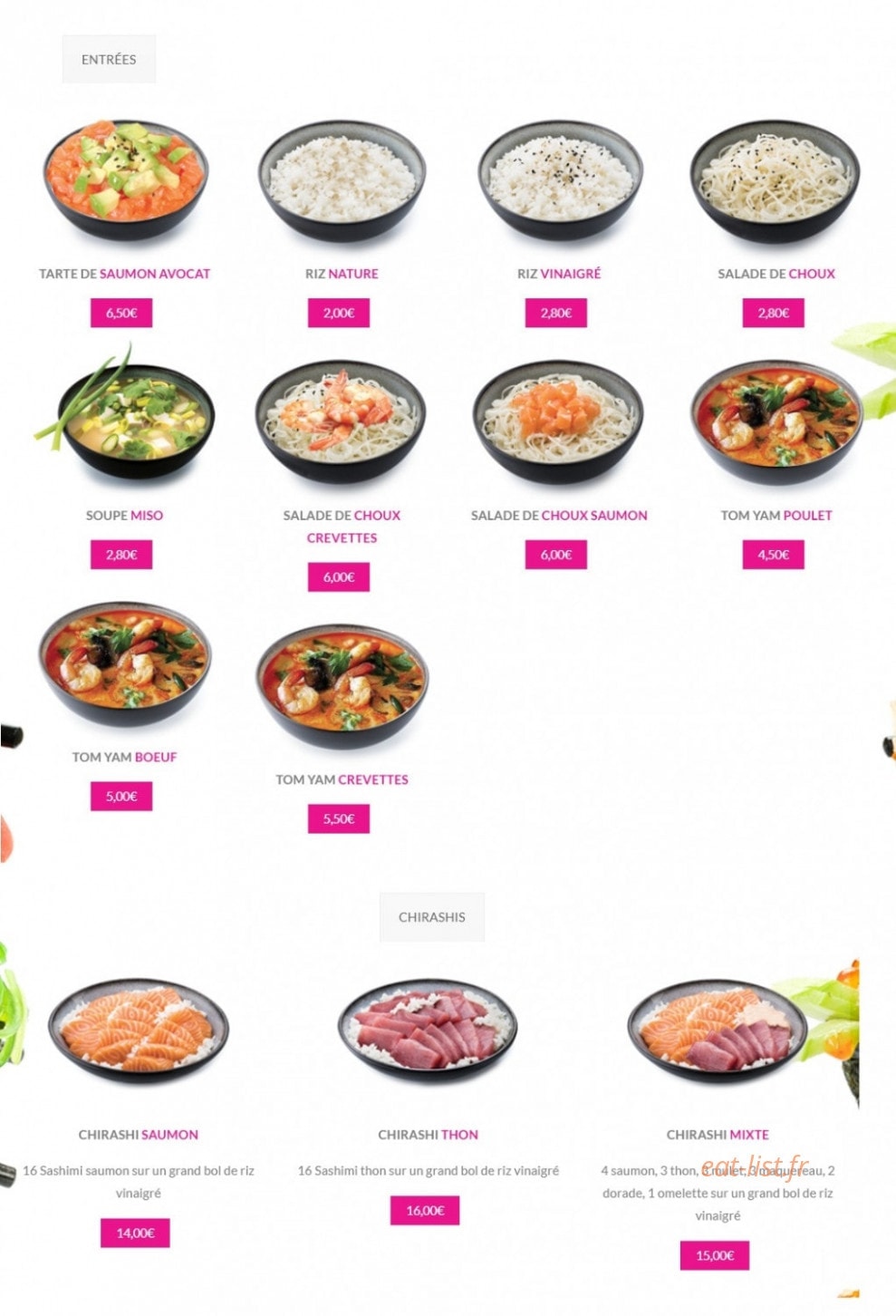 Dream Sushi — carte page 1