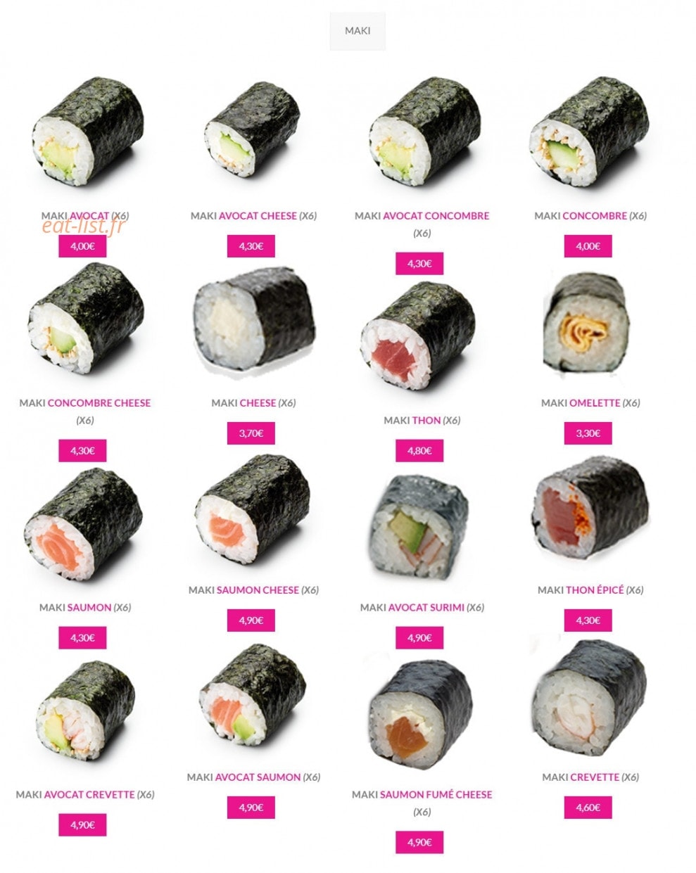 Dream Sushi — carte page 7