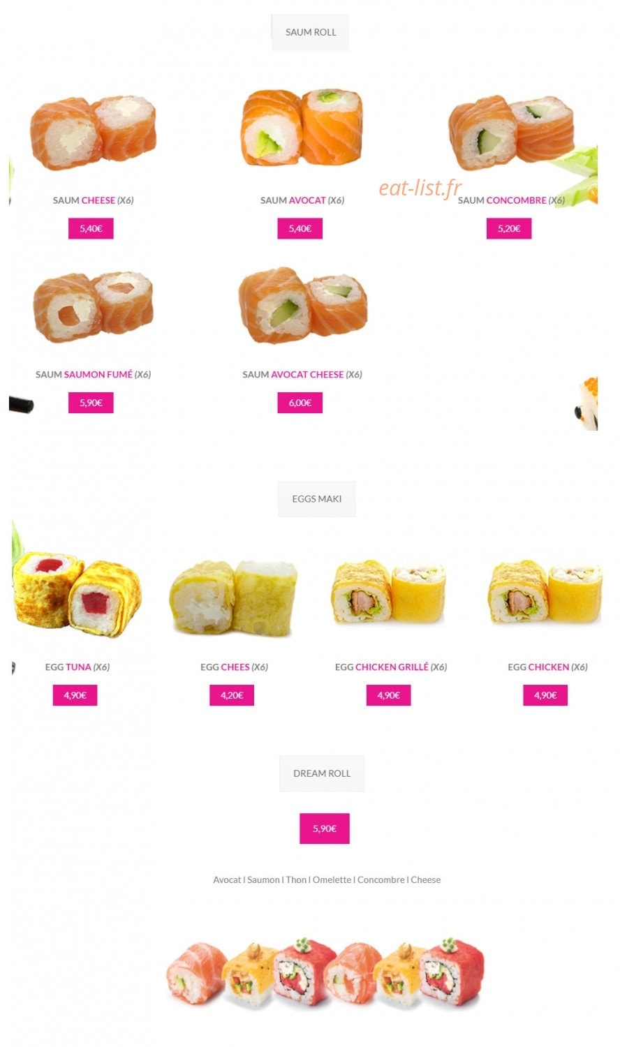 Dream Sushi — carte page 8