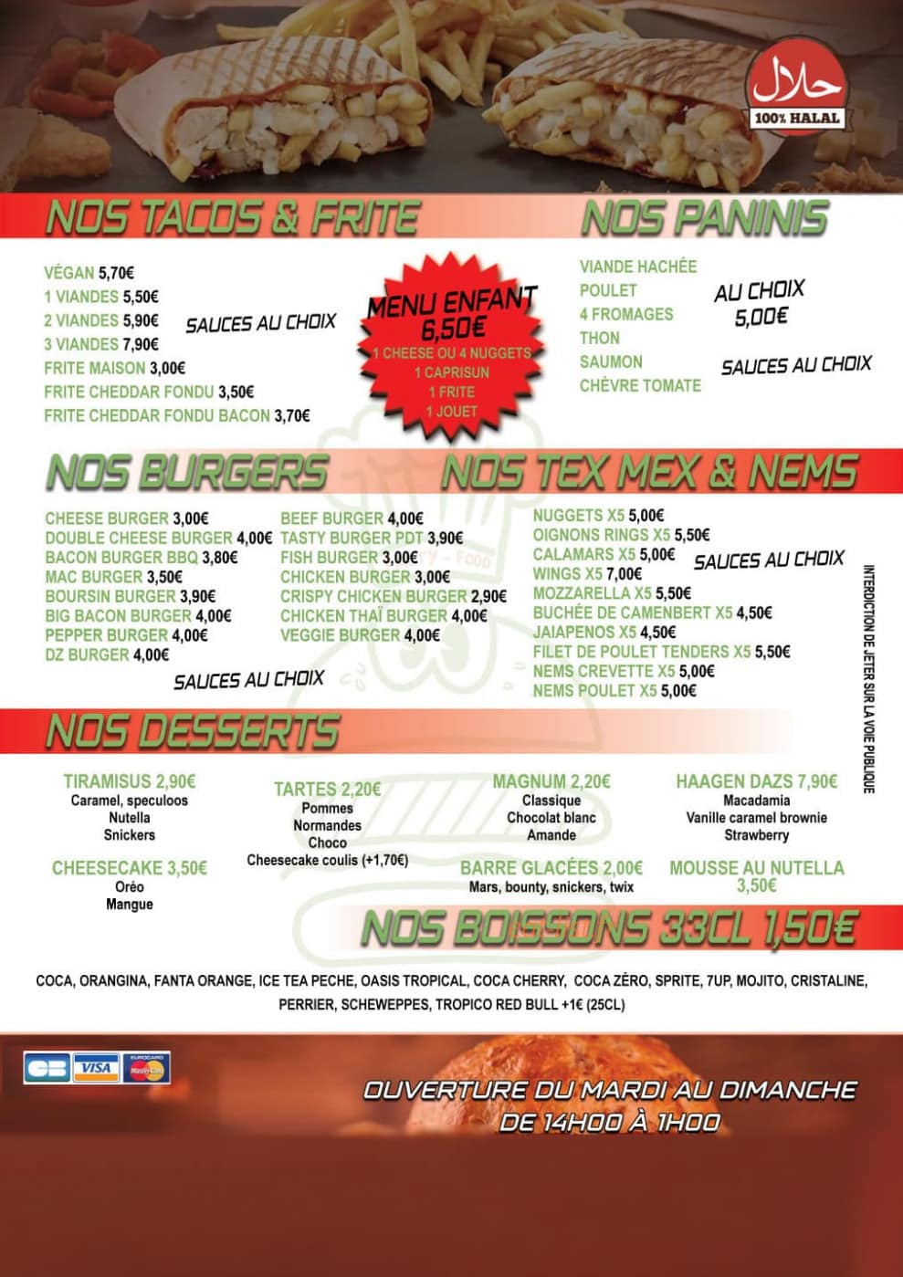 Fasty Food — carte page 1