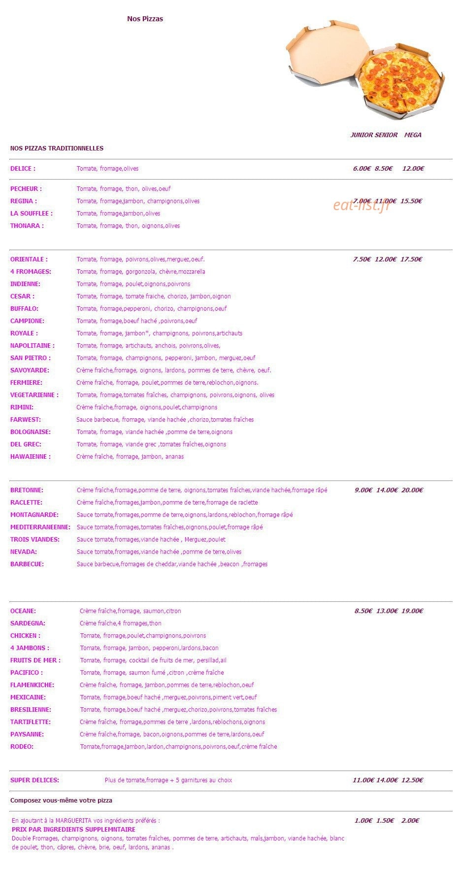 Fun Pizza — carte page 1