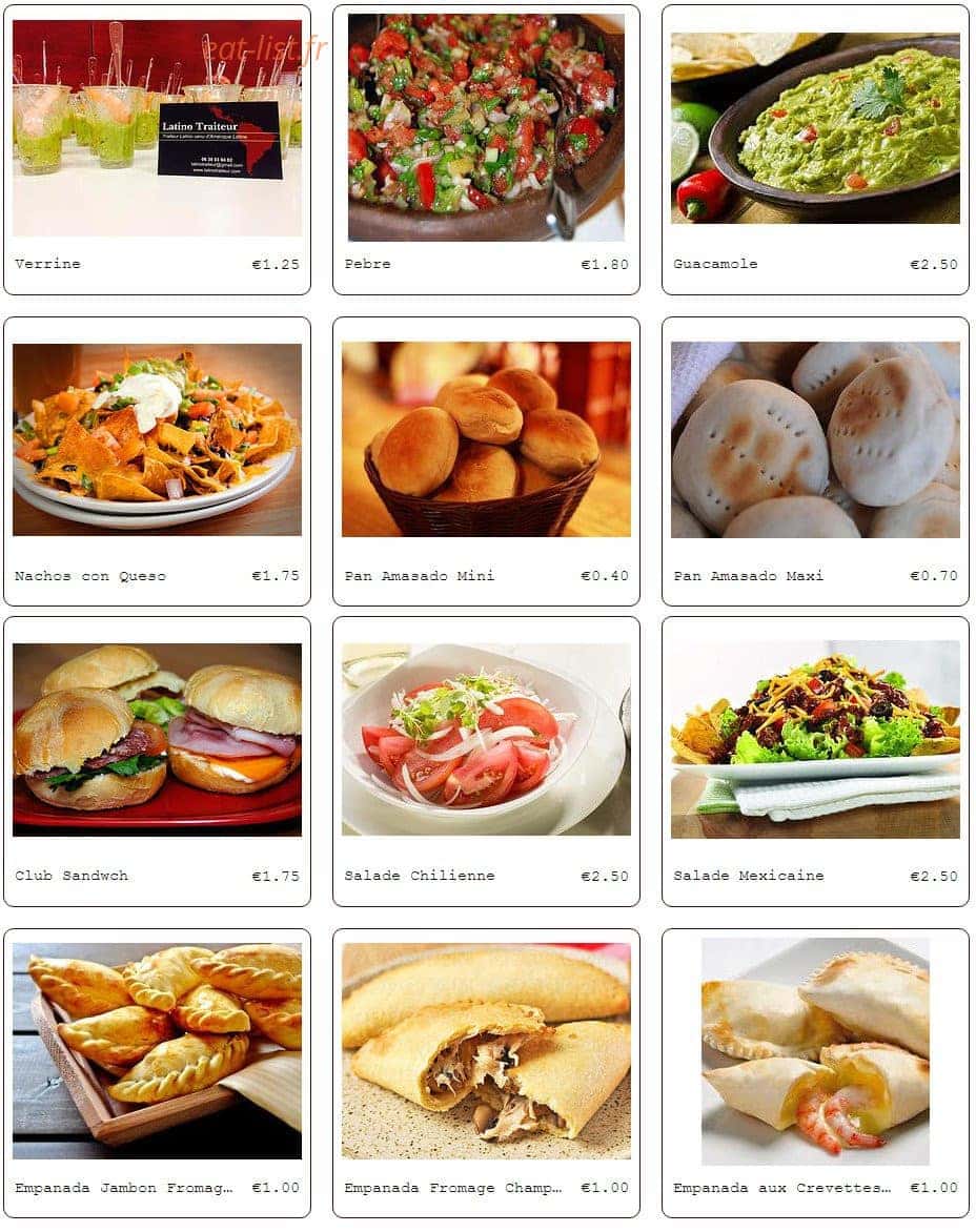 Latino traiteur — carte page 2