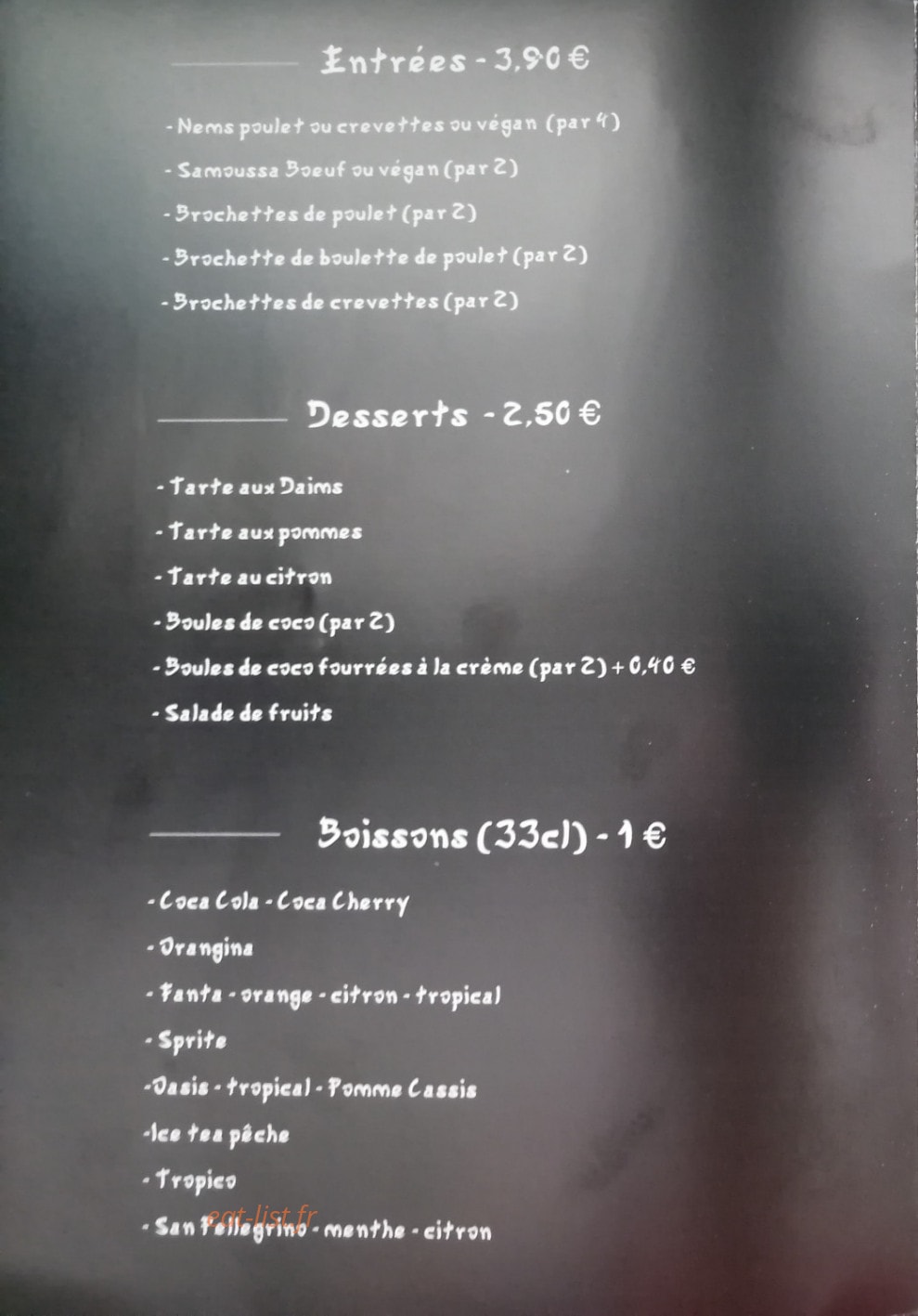M'thaï Asian Food — carte page 1