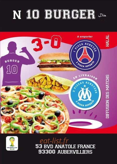 N 10 burger — carte page 1