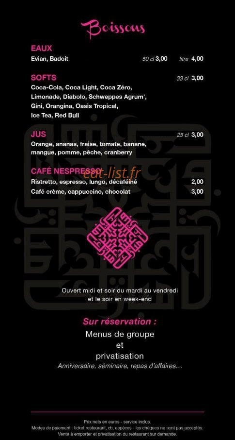 QG Restaurant — carte page 4