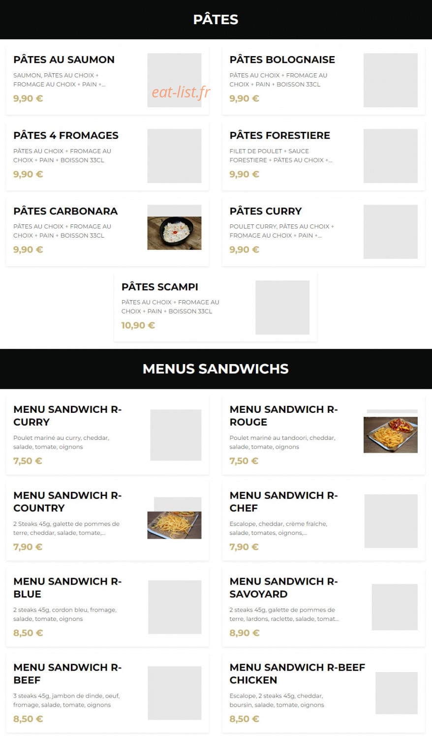 Ranch Burger — carte page 4