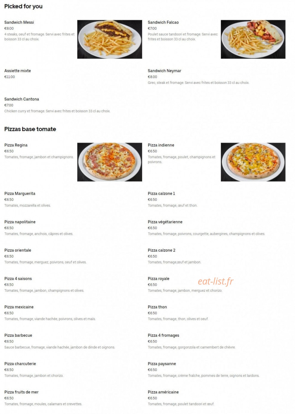 restaurant des amis — carte page 1