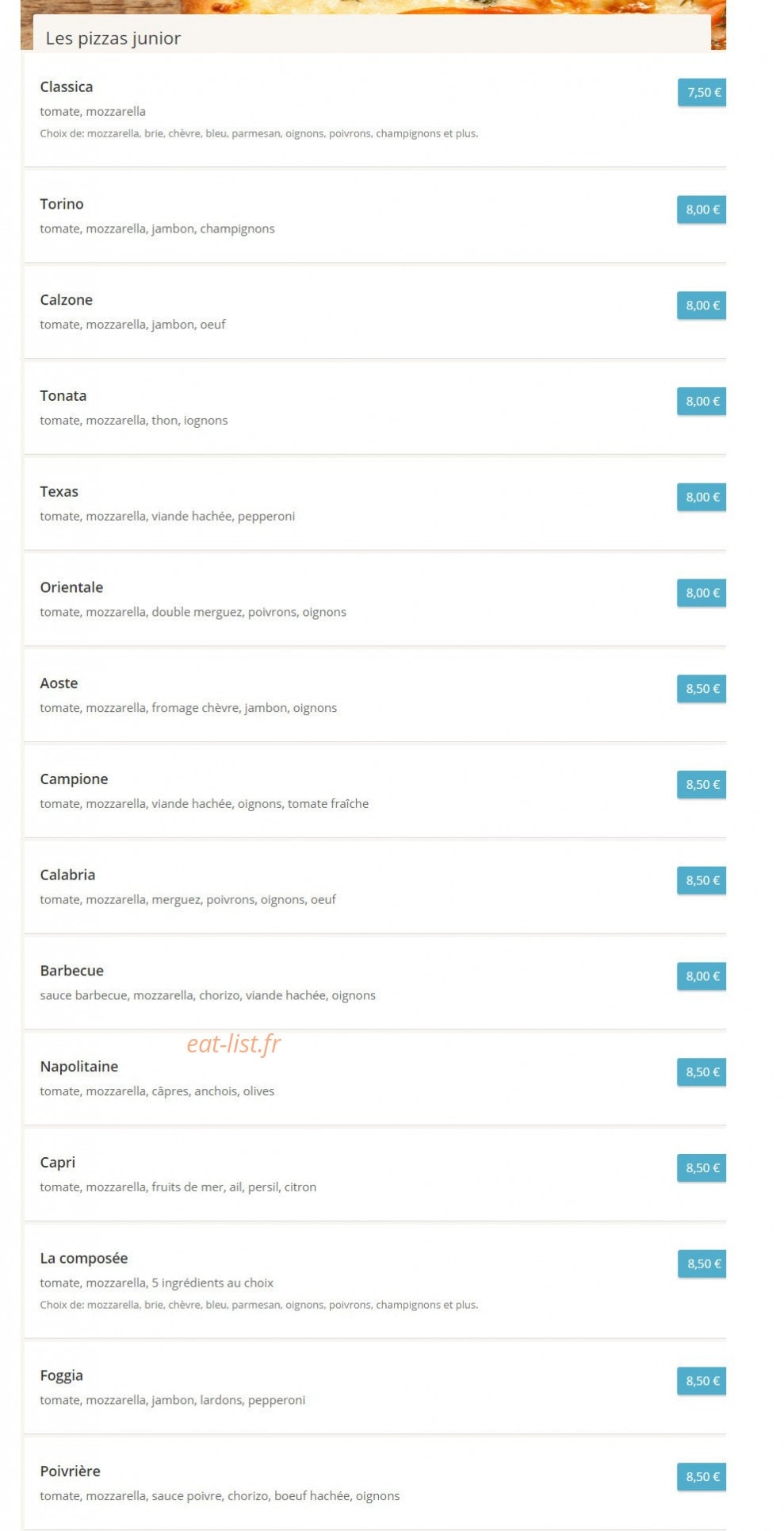 Speedy Pizza — carte page 2