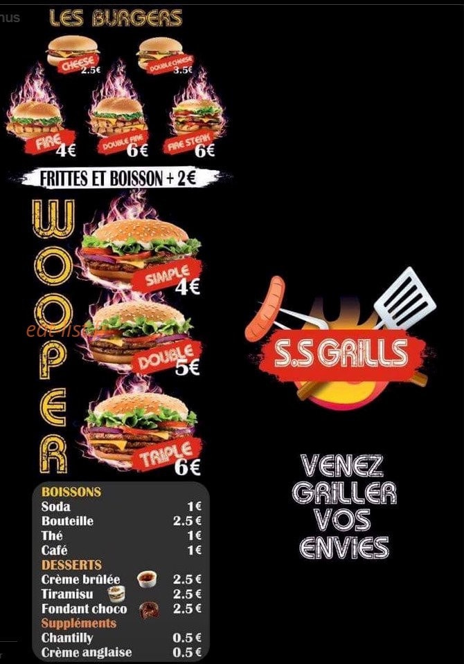 Ss Grills — carte page 1