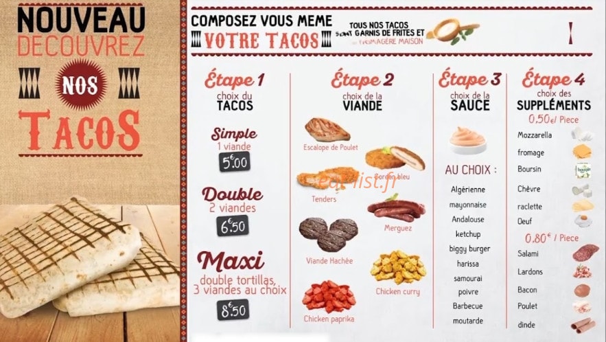 Carte et menu de The Food House à Aubervilliers — Tacos personnalisé