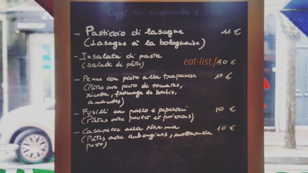 Carte et menu de Di Tutto Un Pò à Le Pre Saint Gervais — Exemple de menu