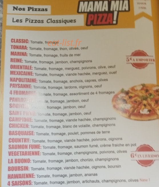 Mama Mia Pizza — carte page 2