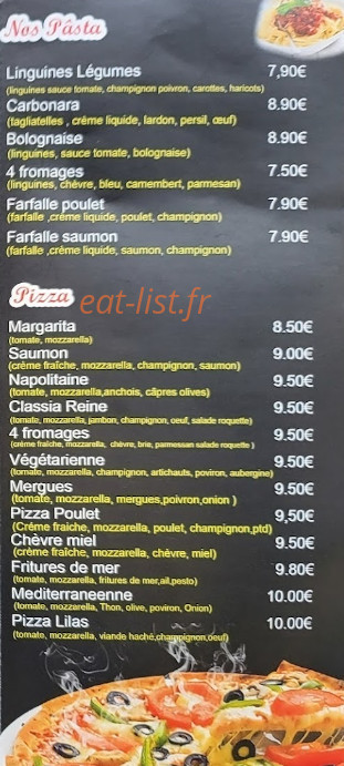 Restaurant lilas — carte page 3