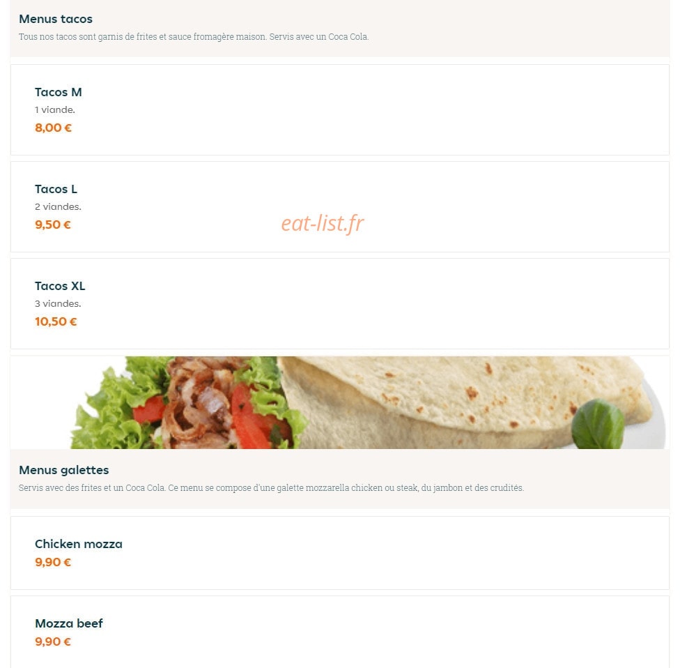 H Burger & Pizza — carte page 4