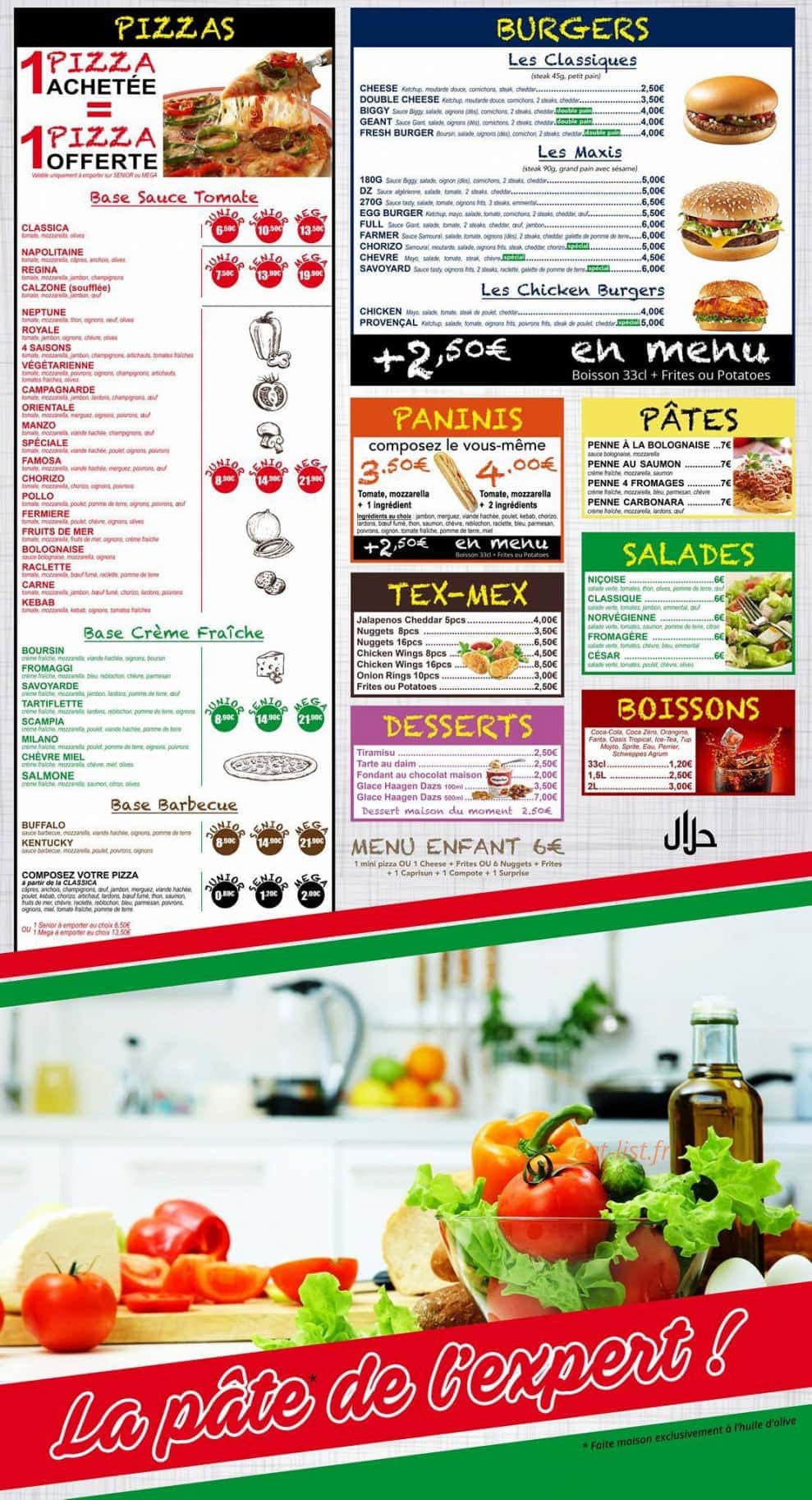 Koss Pizza — carte page 1
